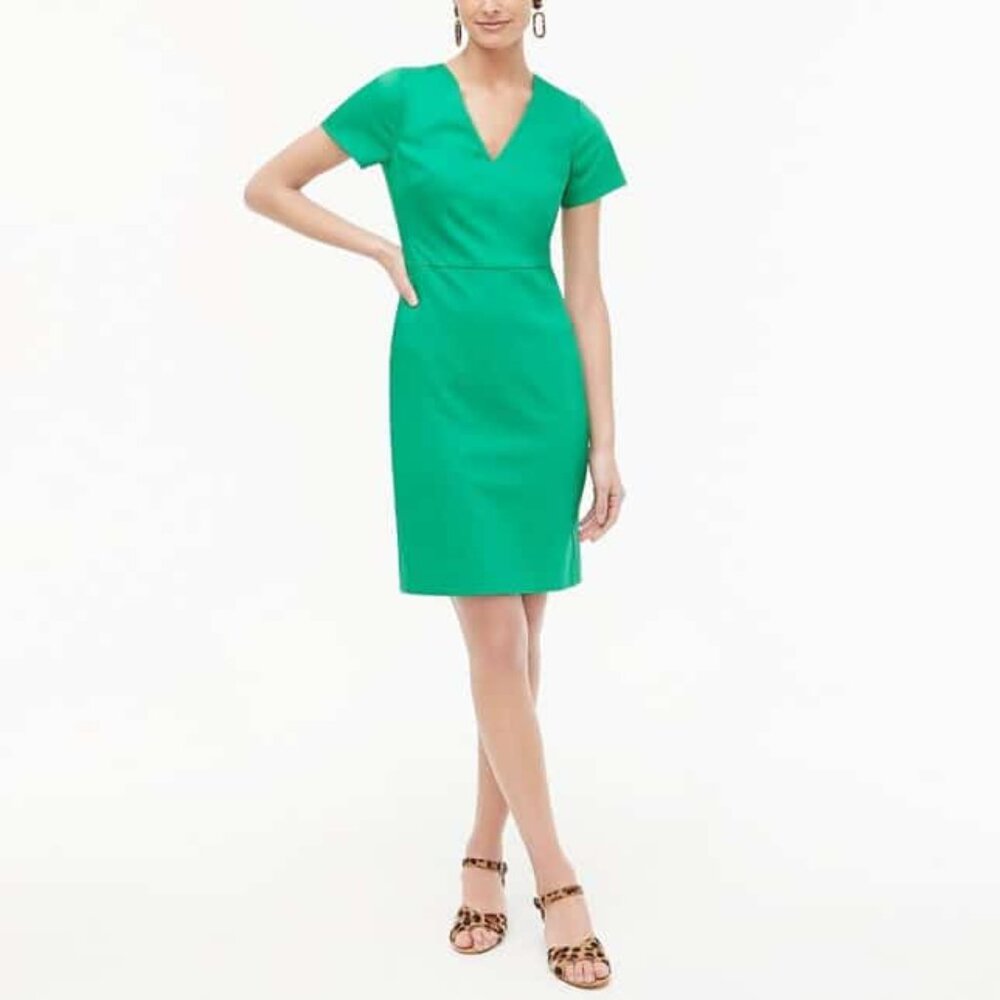 Green Jcrew sheath dress with short sleeves